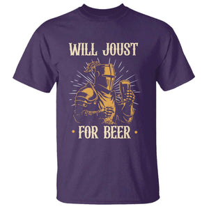 Funny Medieval Knight  Drinking Festival Humor T Shirt Will Joust For Beer Renaissance Faire