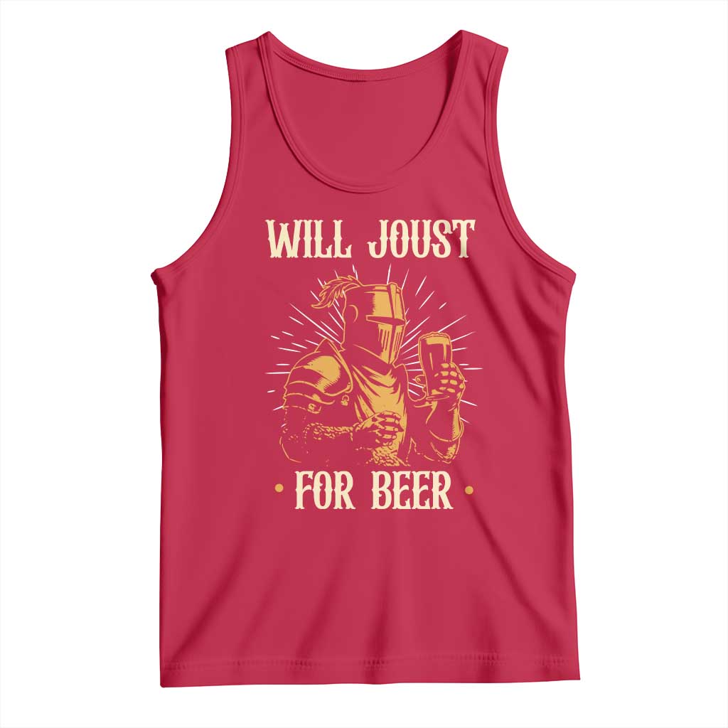 Funny Medieval Knight  Drinking Festival Humor Tank Top Will Joust For Beer Renaissance Faire