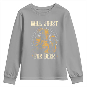 Funny Medieval Knight  Drinking Festival Humor Youth Sweatshirt Will Joust For Beer Renaissance Faire