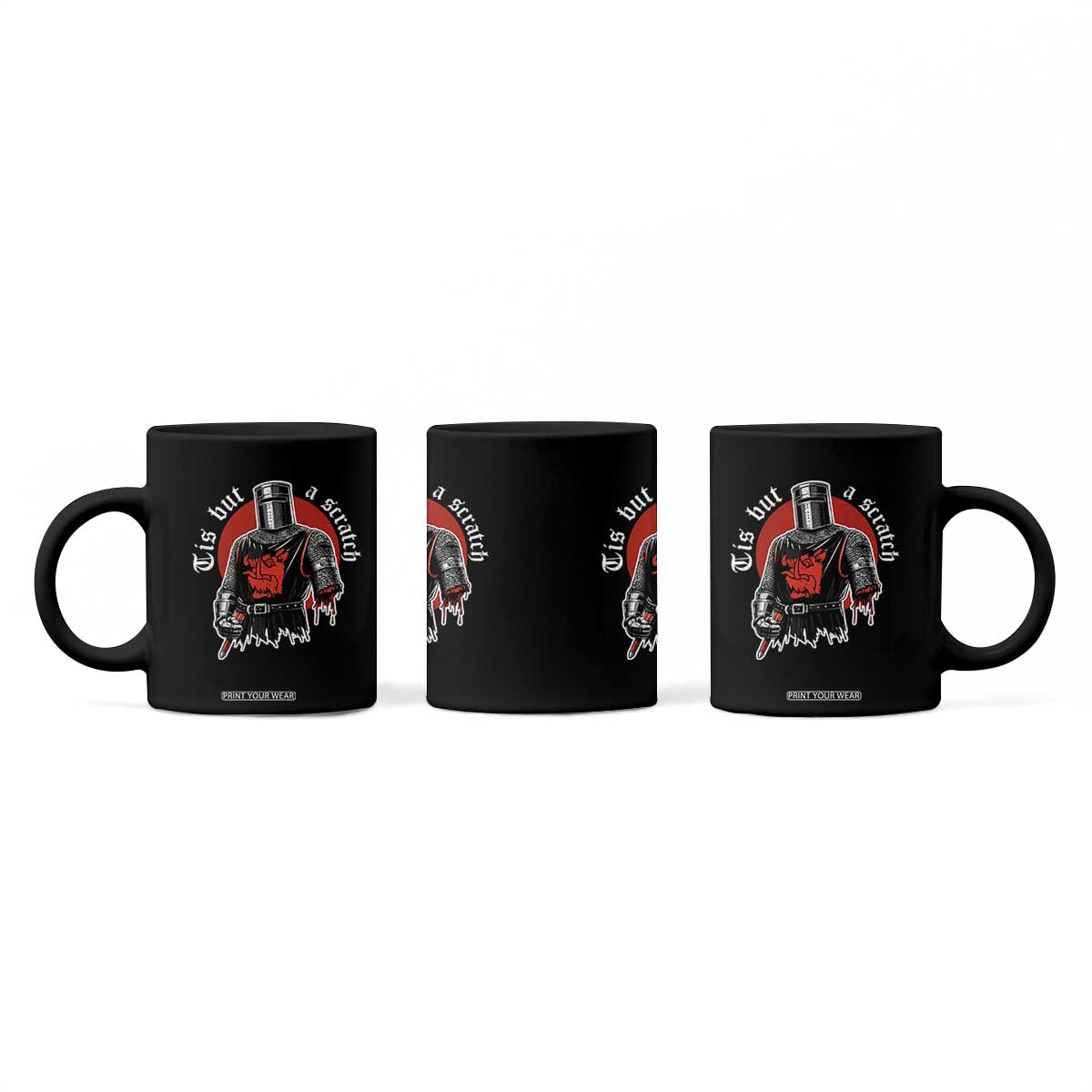 Funny One Arm Knight Medieval Coffee Mug Tis But A Scratch Classic Dark Humor Parody