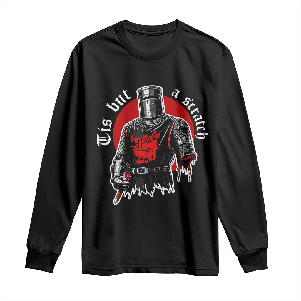 Funny One Arm Knight Medieval Long Sleeve Shirt Tis But A Scratch Classic Dark Humor Parody TS02 Black Print Your Wear