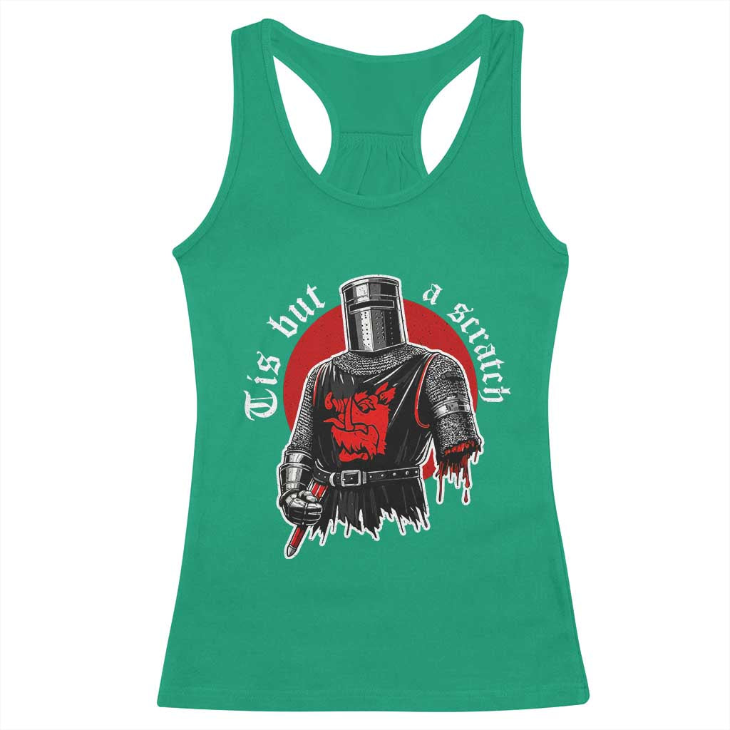 Funny One Arm Knight Medieval Racerback Tank Top Tis But A Scratch Classic Dark Humor Parody