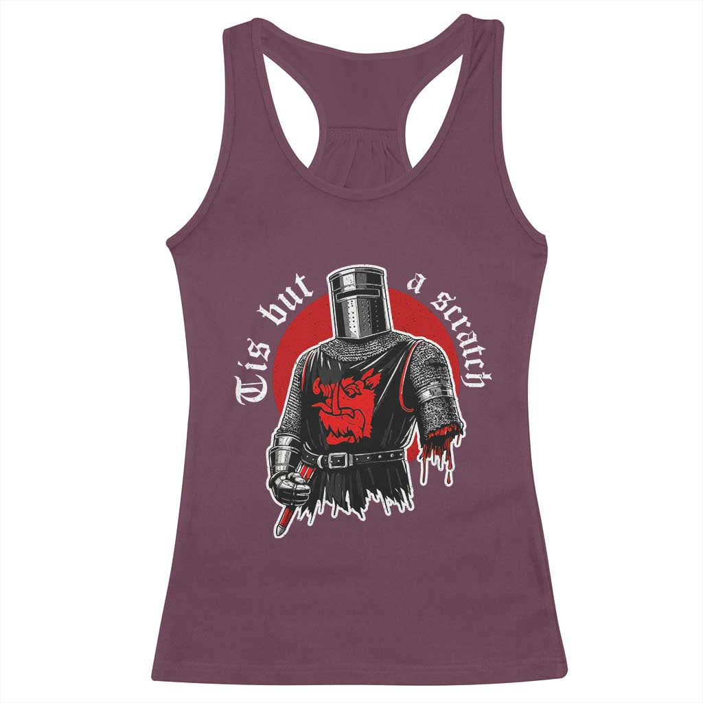 Funny One Arm Knight Medieval Racerback Tank Top Tis But A Scratch Classic Dark Humor Parody