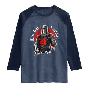 Funny One Arm Knight Medieval Raglan Shirt Tis But A Scratch Classic Dark Humor Parody