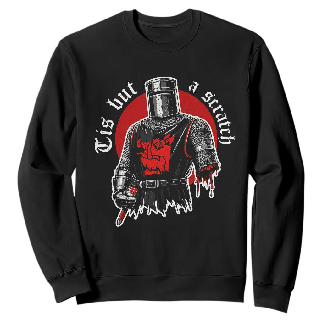 Funny One Arm Knight Medieval Sweatshirt Tis But A Scratch Classic Dark Humor Parody TS02 Black Print Your Wear
