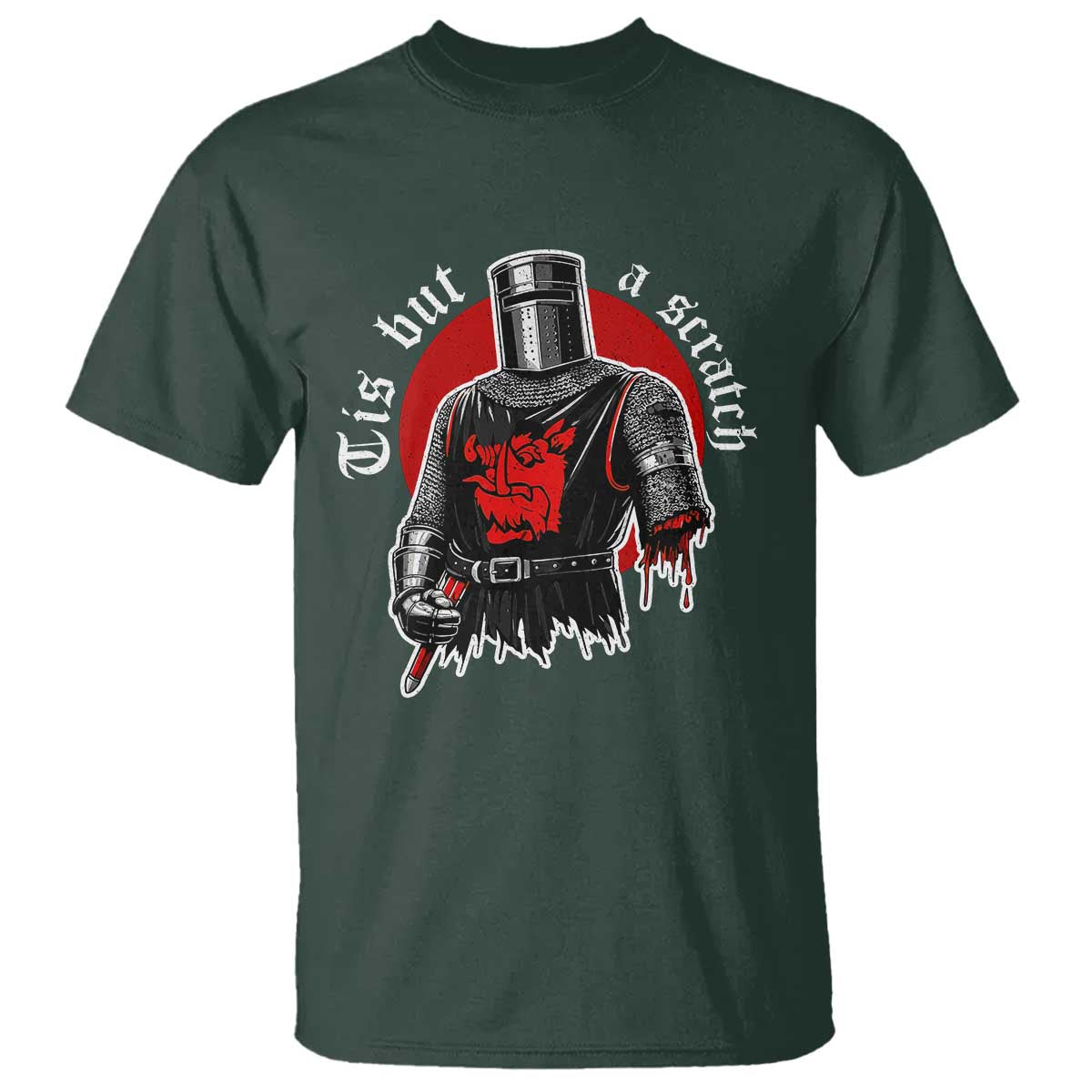 Funny One Arm Knight Medieval T Shirt Tis But A Scratch Classic Dark Humor Parody