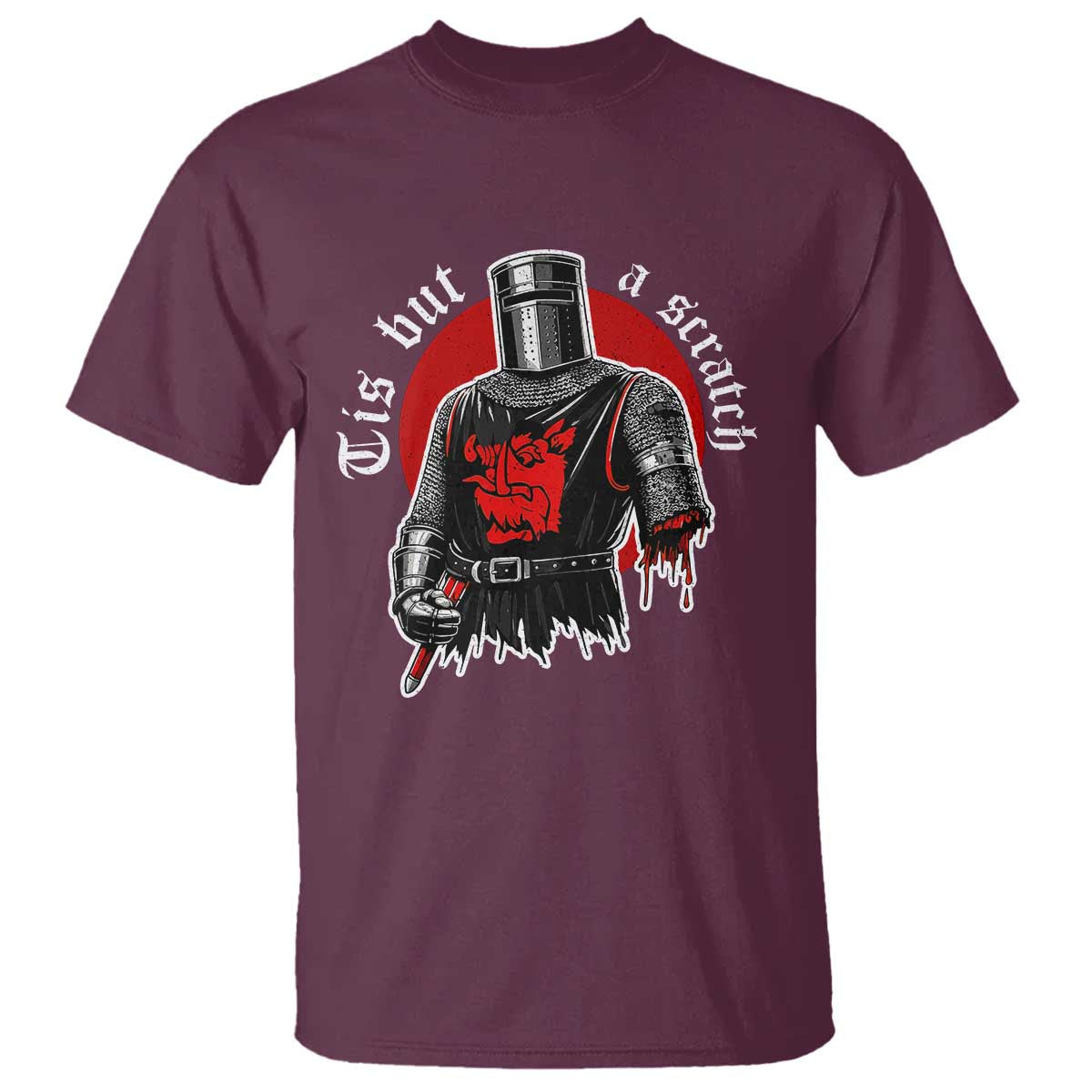 Funny One Arm Knight Medieval T Shirt Tis But A Scratch Classic Dark Humor Parody