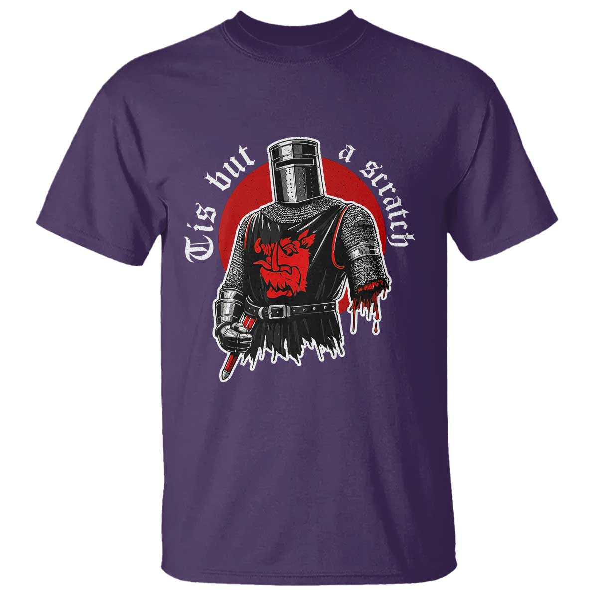 Funny One Arm Knight Medieval T Shirt Tis But A Scratch Classic Dark Humor Parody