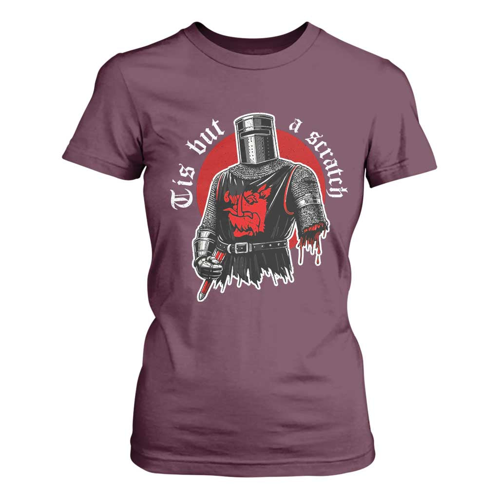 Funny One Arm Knight Medieval T Shirt For Women Tis But A Scratch Classic Dark Humor Parody