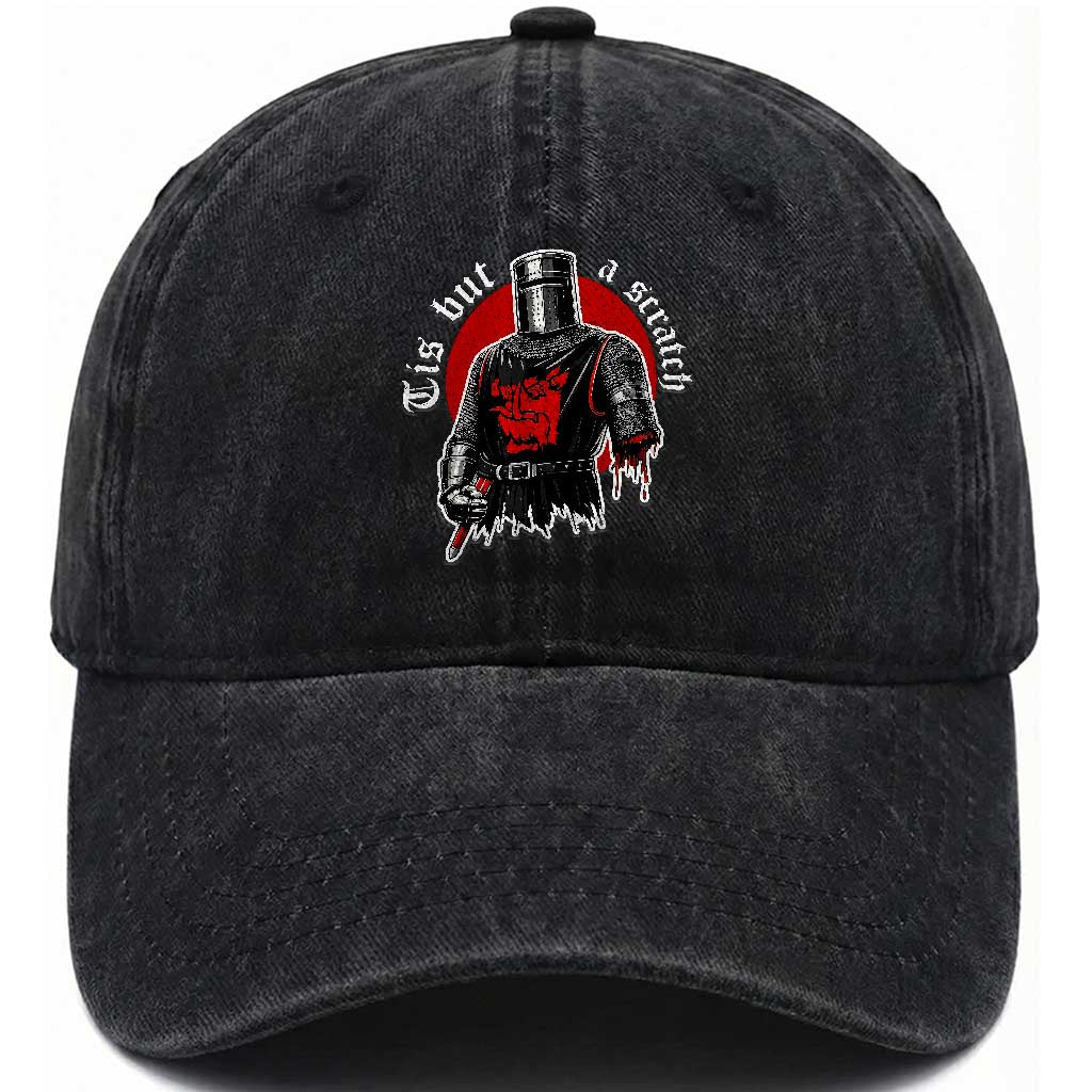Funny One Arm Knight Medieval Washed Cotton Baseball Cap Tis But A Scratch Classic Dark Humor Parody TS02 Print Your Wear