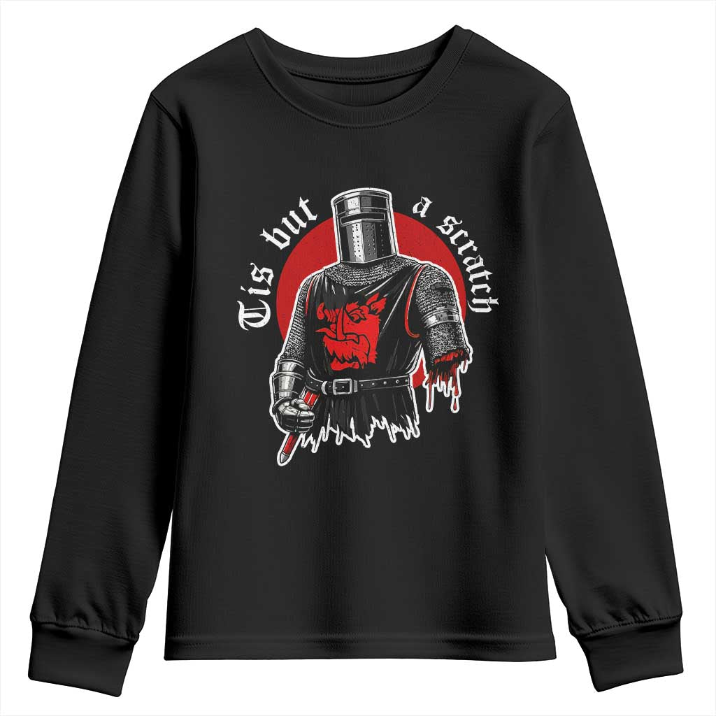 Funny One Arm Knight Medieval Youth Sweatshirt Tis But A Scratch Classic Dark Humor Parody TS02 Black Print Your Wear