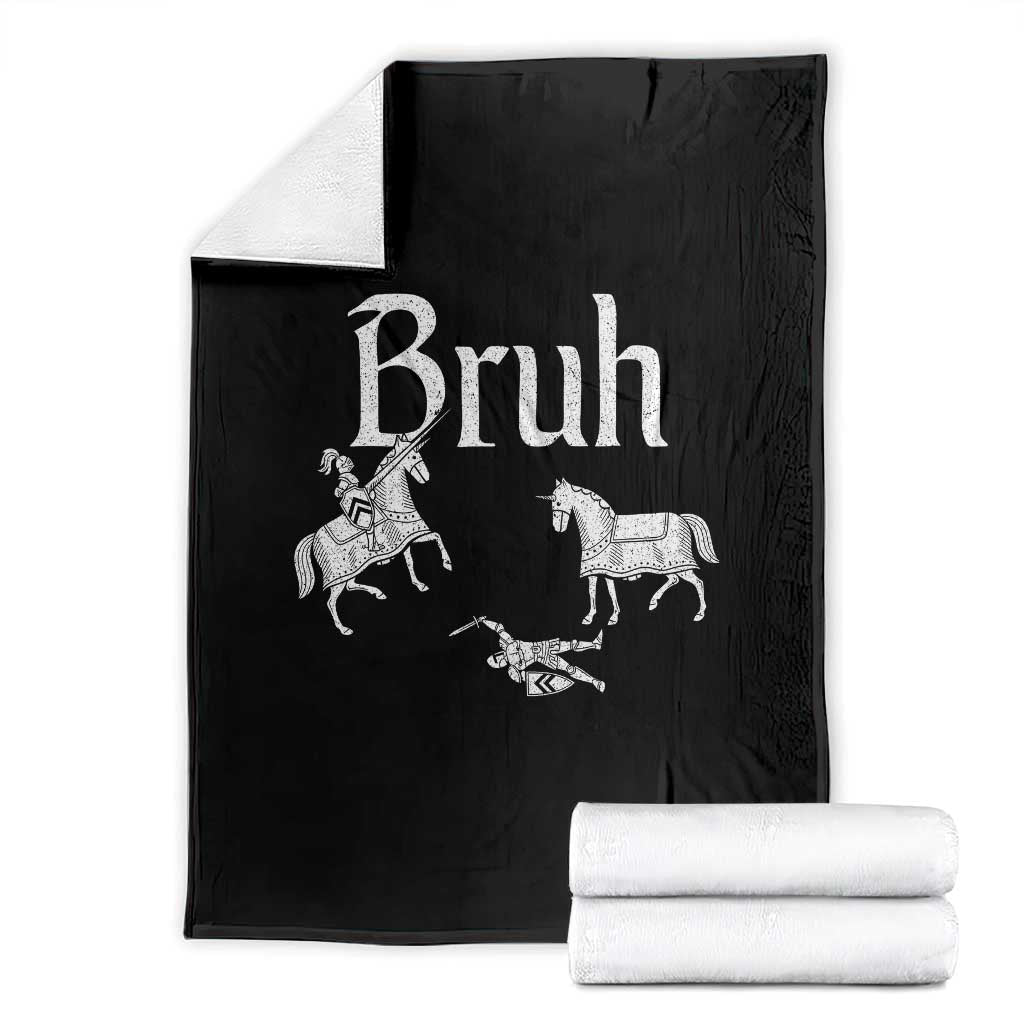 Funny Bruh Medieval Jousting Fallen Knight Graphic Throw Blanket Sarcastic Renaissance Faire Meme TS02 Black Print Your Wear
