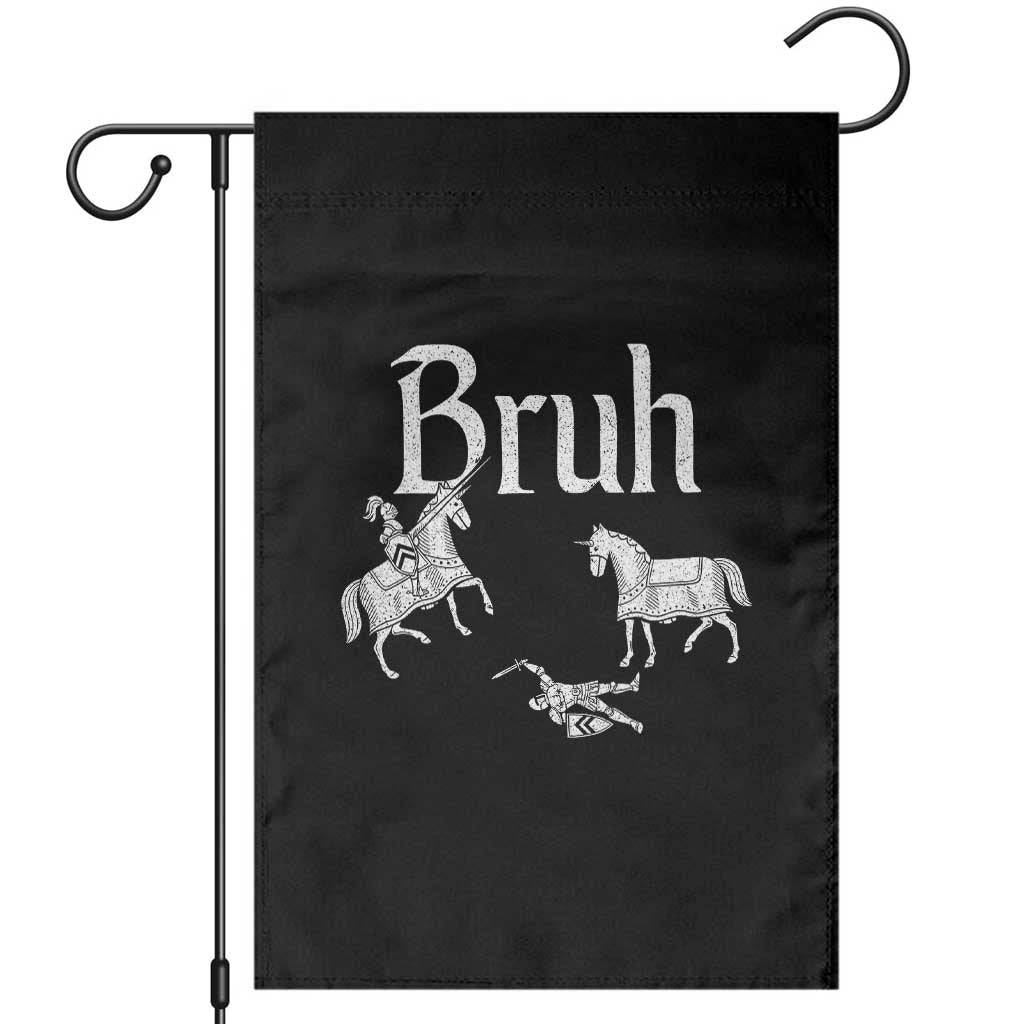 Funny Bruh Medieval Jousting Fallen Knight Graphic Garden Flag Sarcastic Renaissance Faire Meme TS02 Black Print Your Wear