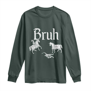 Funny Bruh Medieval Jousting Fallen Knight Graphic Long Sleeve Shirt Sarcastic Renaissance Faire Meme