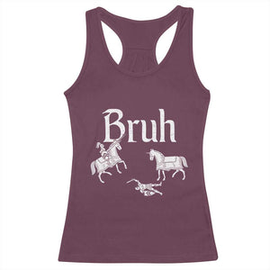 Funny Bruh Medieval Jousting Fallen Knight Graphic Racerback Tank Top Sarcastic Renaissance Faire Meme