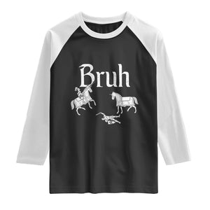 Funny Bruh Medieval Jousting Fallen Knight Graphic Raglan Shirt Sarcastic Renaissance Faire Meme