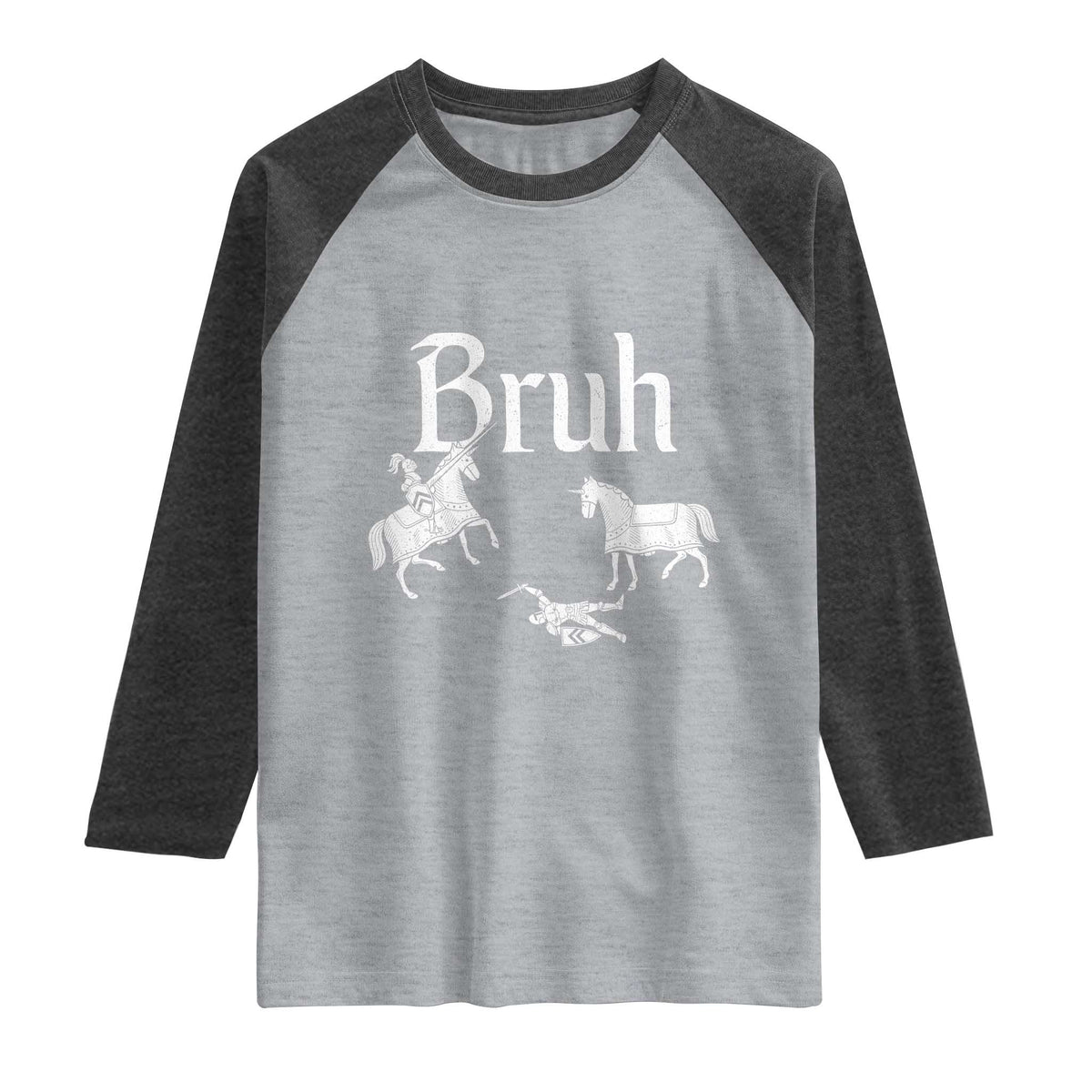 Funny Bruh Medieval Jousting Fallen Knight Graphic Raglan Shirt Sarcastic Renaissance Faire Meme
