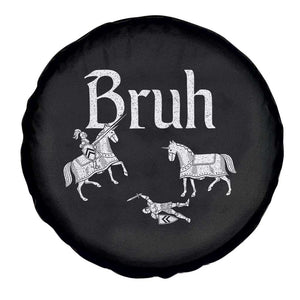 Funny Bruh Medieval Jousting Fallen Knight Graphic Spare Tire Cover Sarcastic Renaissance Faire Meme