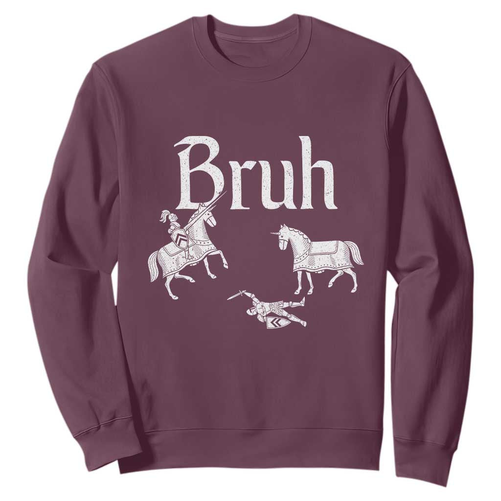 Funny Bruh Medieval Jousting Fallen Knight Graphic Sweatshirt Sarcastic Renaissance Faire Meme