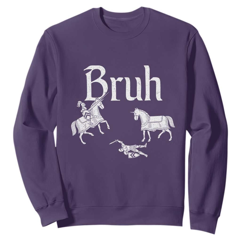Funny Bruh Medieval Jousting Fallen Knight Graphic Sweatshirt Sarcastic Renaissance Faire Meme