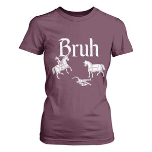 Funny Bruh Medieval Jousting Fallen Knight Graphic T Shirt For Women Sarcastic Renaissance Faire Meme