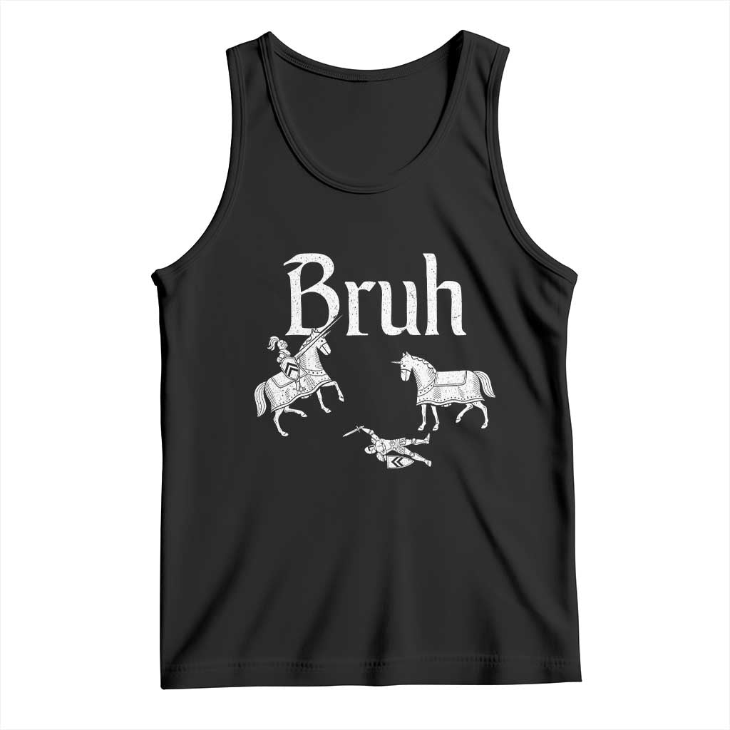 Funny Bruh Medieval Jousting Fallen Knight Graphic Tank Top Sarcastic Renaissance Faire Meme TS02 Black Print Your Wear