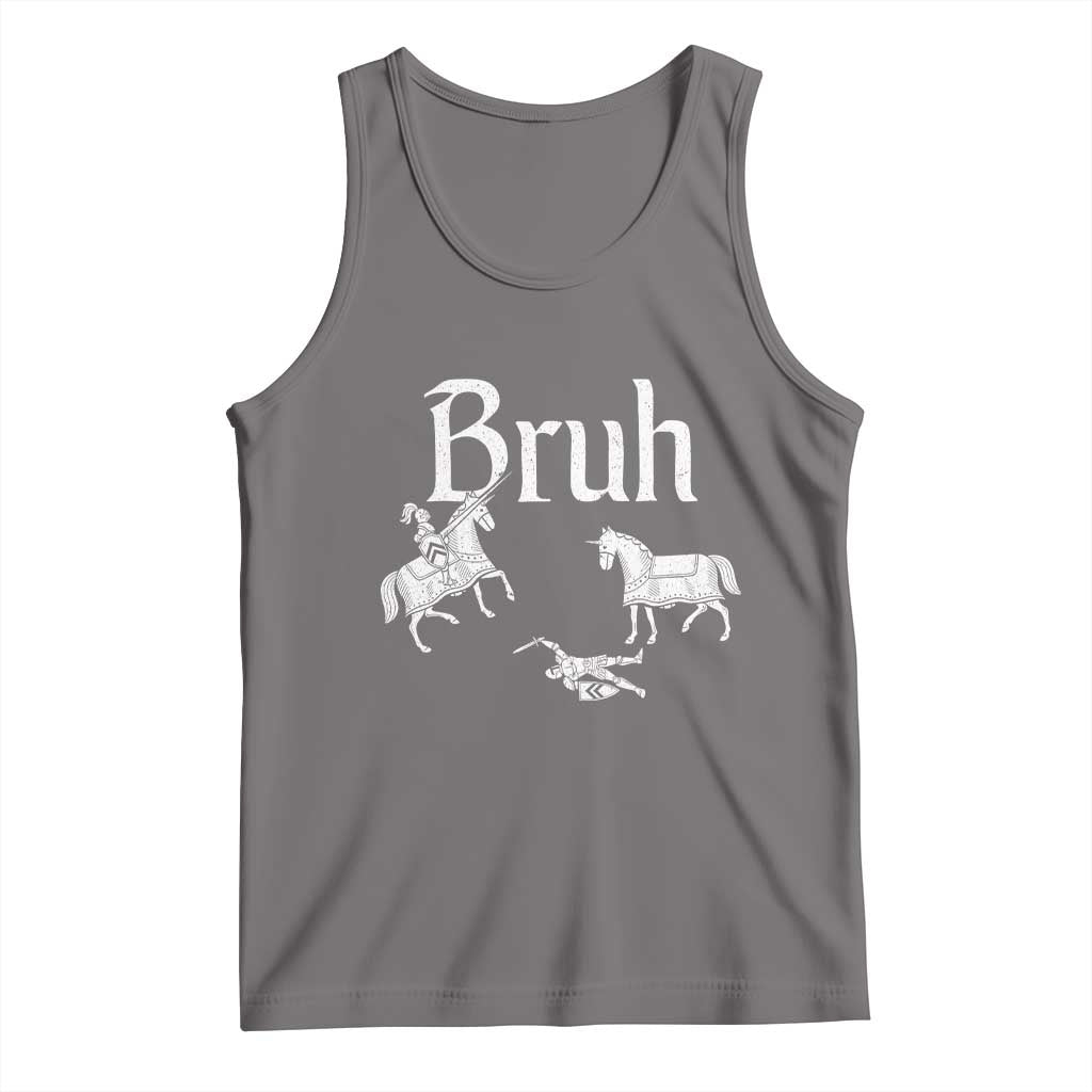 Funny Bruh Medieval Jousting Fallen Knight Graphic Tank Top Sarcastic Renaissance Faire Meme