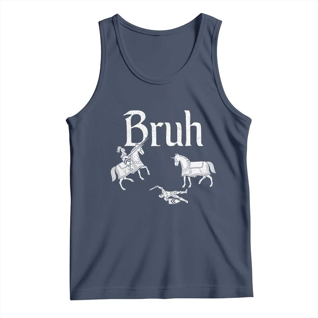 Funny Bruh Medieval Jousting Fallen Knight Graphic Tank Top Sarcastic Renaissance Faire Meme