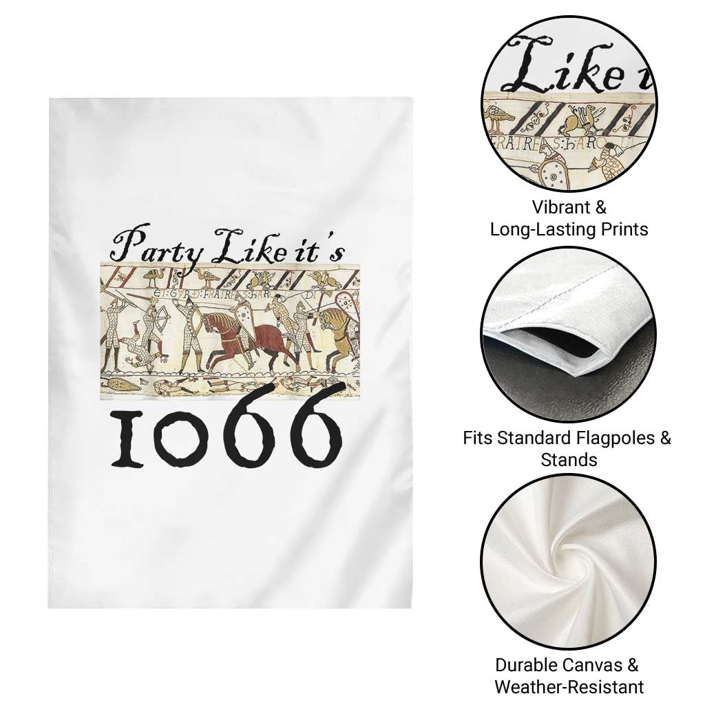 Funny Medieval Humor Battle of Hastings Garden Flag Party Like Its 1066 Historic Bayeux Tapestry Graphic