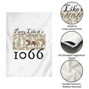 Funny Medieval Humor Battle of Hastings Garden Flag Party Like Its 1066 Historic Bayeux Tapestry Graphic