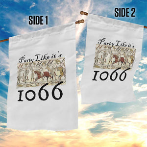 Funny Medieval Humor Battle of Hastings Garden Flag Party Like Its 1066 Historic Bayeux Tapestry Graphic
