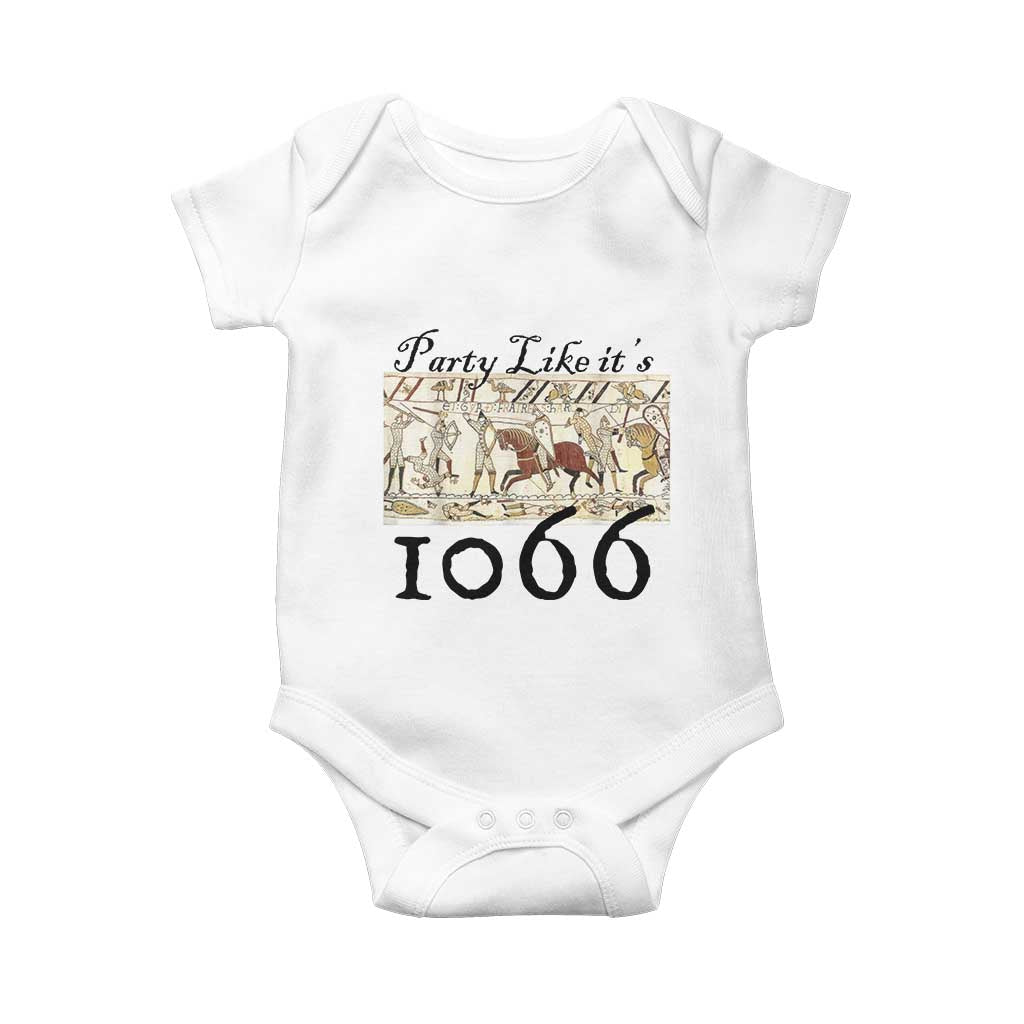 Funny Medieval Humor Battle of Hastings Baby Onesie Party Like Its 1066 Historic Bayeux Tapestry Graphic TS02 White Print Your Wear
