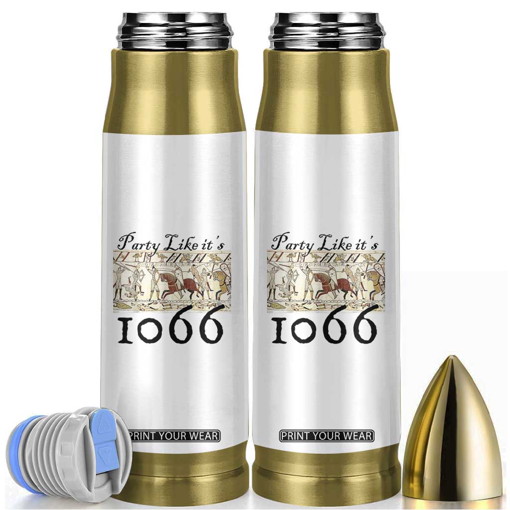 Funny Medieval Humor Battle of Hastings Bullet Tumbler Party Like Its 1066 Historic Bayeux Tapestry Graphic TS02 White Print Your Wear