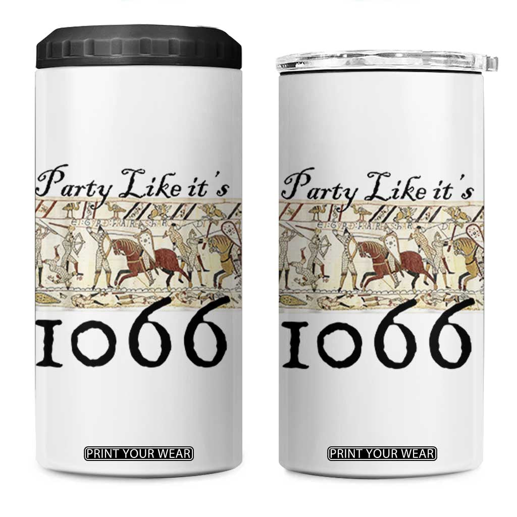 Funny Medieval Humor Battle of Hastings 4 in 1 Can Cooler Tumbler Party Like Its 1066 Historic Bayeux Tapestry Graphic TS02 One Size: 16 oz White Print Your Wear