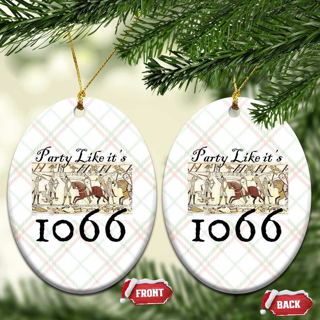 Funny Medieval Humor Battle of Hastings Ceramic Ornament Party Like Its 1066 Historic Bayeux Tapestry Graphic