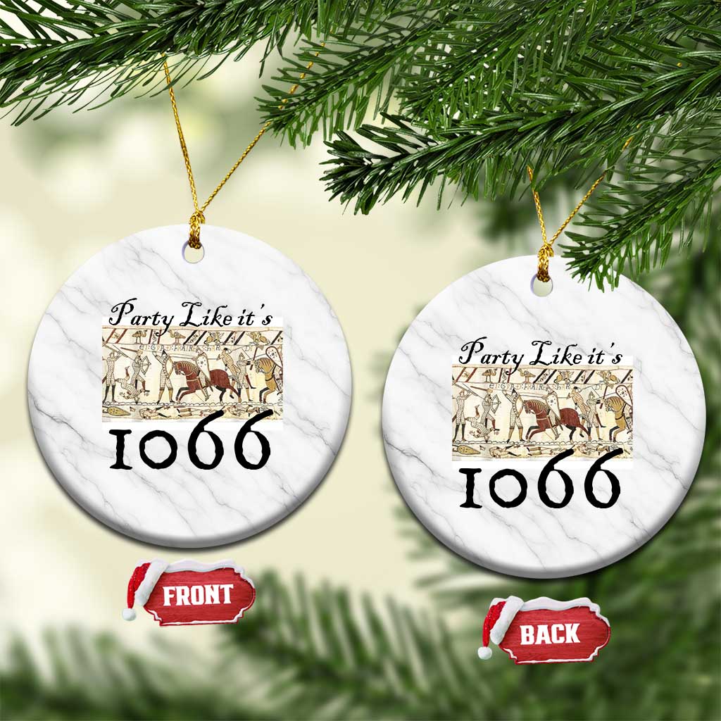 Funny Medieval Humor Battle of Hastings Ceramic Ornament Party Like Its 1066 Historic Bayeux Tapestry Graphic TS02 1pc White Marble Print Your Wear