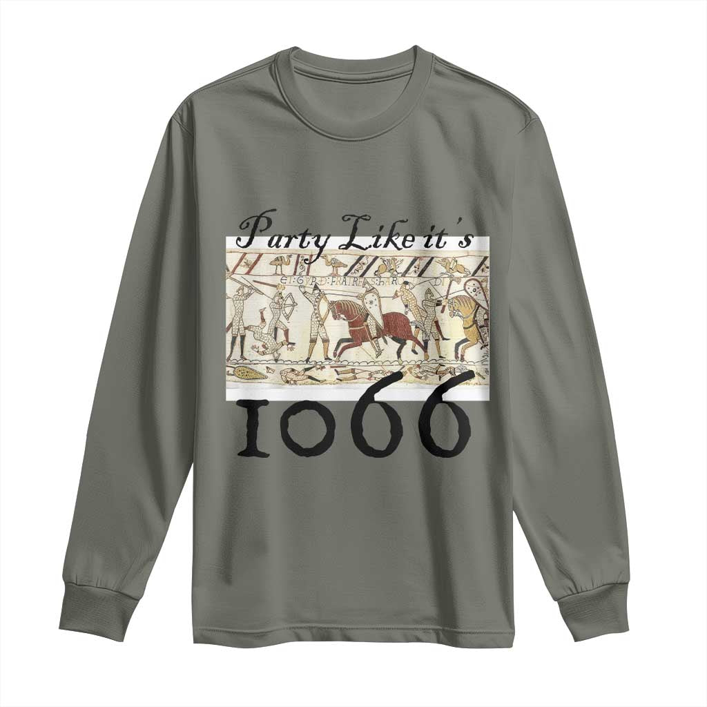 Funny Medieval Humor Battle of Hastings Long Sleeve Shirt Party Like Its 1066 Historic Bayeux Tapestry Graphic