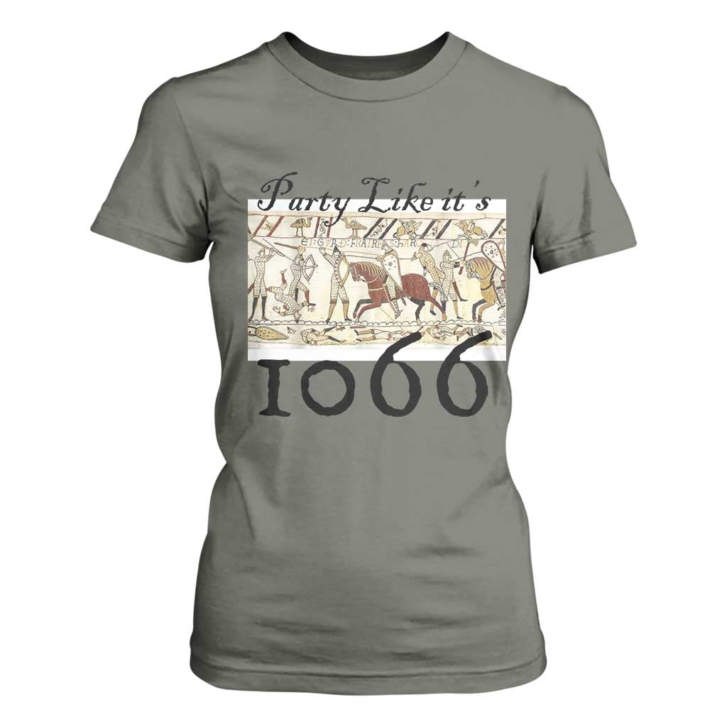 Funny Medieval Humor Battle of Hastings T Shirt For Women Party Like Its 1066 Historic Bayeux Tapestry Graphic