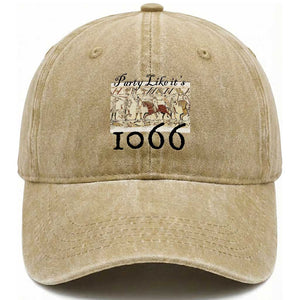 Funny Medieval Humor Battle of Hastings Washed Cotton Baseball Cap Party Like Its 1066 Historic Bayeux Tapestry Graphic