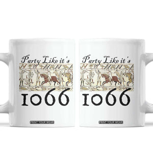 Funny Medieval Humor Battle of Hastings Coffee Mug Party Like Its 1066 Historic Bayeux Tapestry Graphic