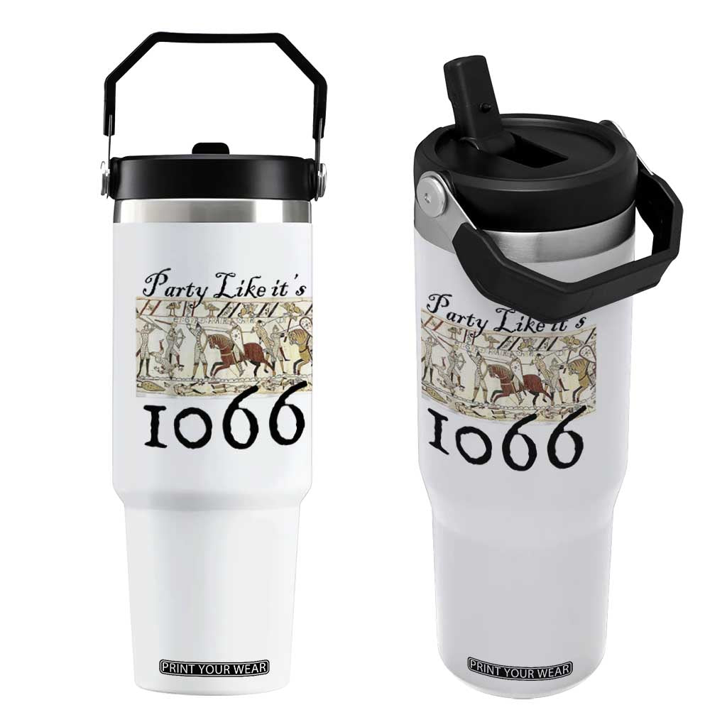 Funny Medieval Humor Battle of Hastings Flip Straw Tumbler Party Like Its 1066 Historic Bayeux Tapestry Graphic TS02 One Size: 30 oz White Print Your Wear