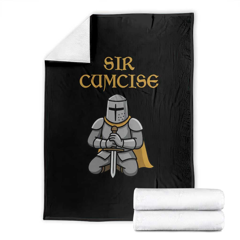 Funny Sir Cumcise Kneeling Knight Graphic Throw Blanket Sarcastic Wordplay Medieval Dark Adult Humor TS02 Black Print Your Wear