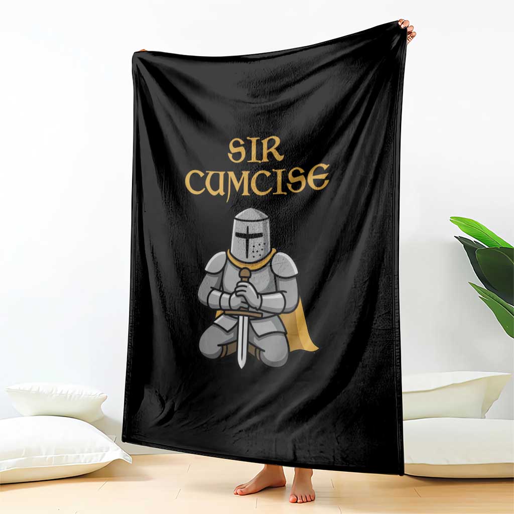 Funny Sir Cumcise Kneeling Knight Graphic Throw Blanket Sarcastic Wordplay Medieval Dark Adult Humor