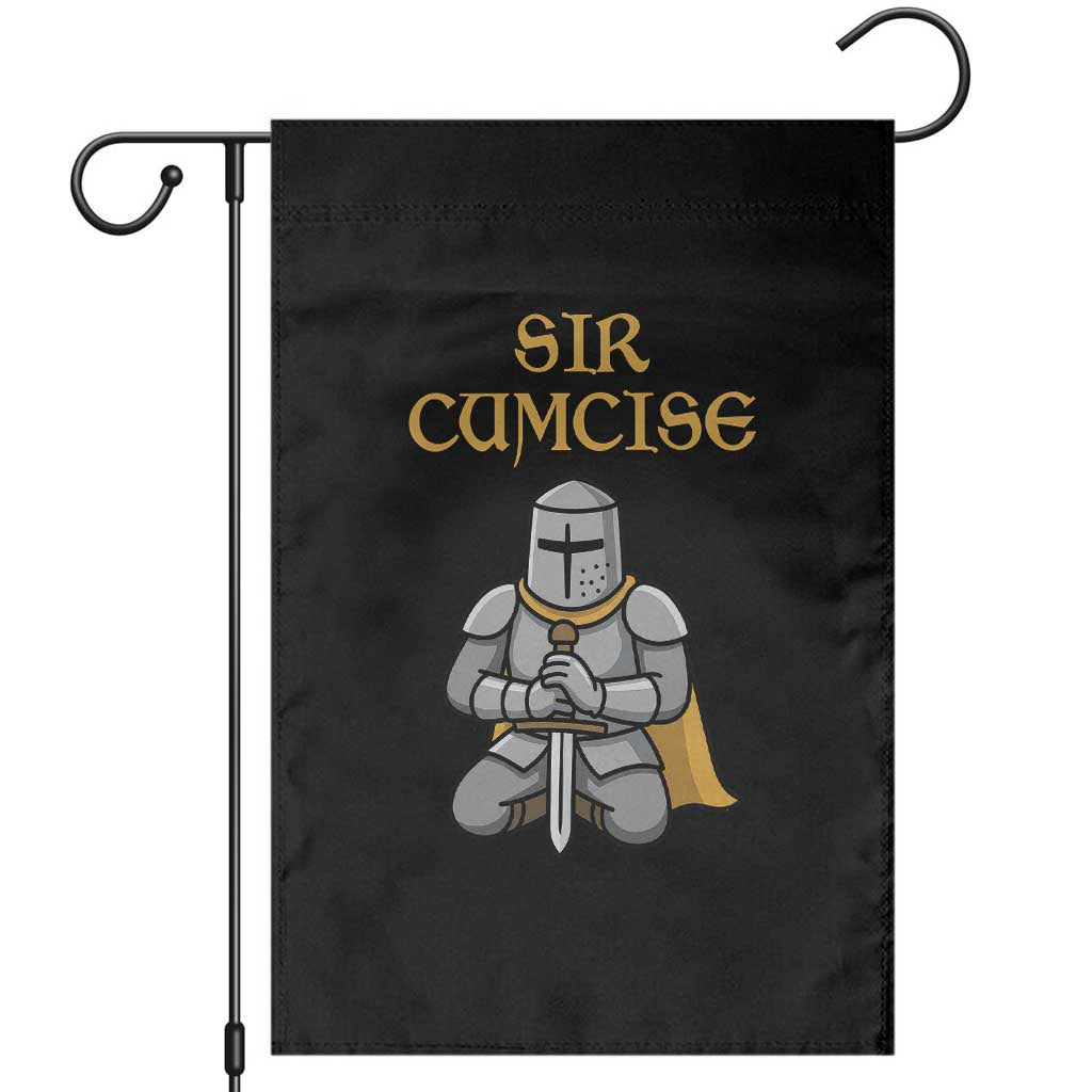Funny Sir Cumcise Kneeling Knight Graphic Garden Flag Sarcastic Wordplay Medieval Dark Adult Humor TS02 Black Print Your Wear