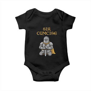 Funny Sir Cumcise Kneeling Knight Graphic Baby Onesie Sarcastic Wordplay Medieval Dark Adult Humor