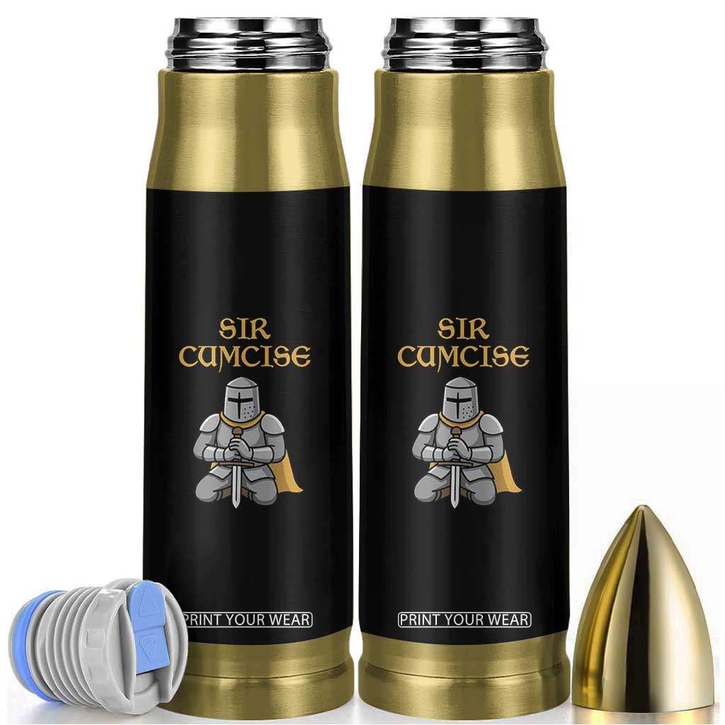 Funny Sir Cumcise Kneeling Knight Graphic Bullet Tumbler Sarcastic Wordplay Medieval Dark Adult Humor TS02 Black Print Your Wear