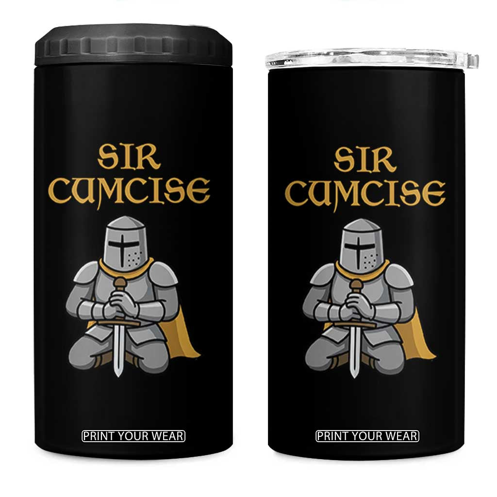 Funny Sir Cumcise Kneeling Knight Graphic 4 in 1 Can Cooler Tumbler Sarcastic Wordplay Medieval Dark Adult Humor TS02 One Size: 16 oz Black Print Your Wear