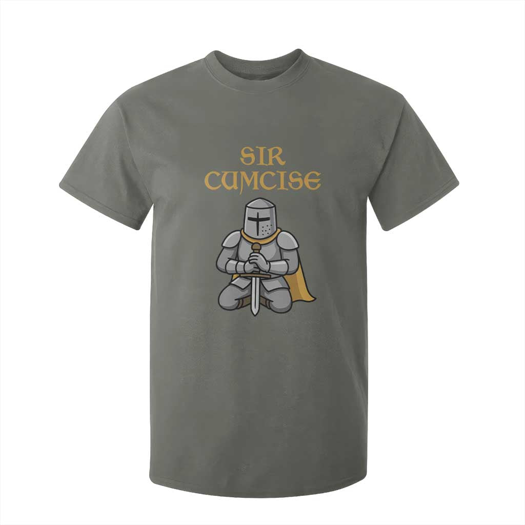 Funny Sir Cumcise Kneeling Knight Graphic T Shirt For Kid Sarcastic Wordplay Medieval Dark Adult Humor