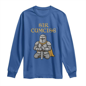 Funny Sir Cumcise Kneeling Knight Graphic Long Sleeve Shirt Sarcastic Wordplay Medieval Dark Adult Humor