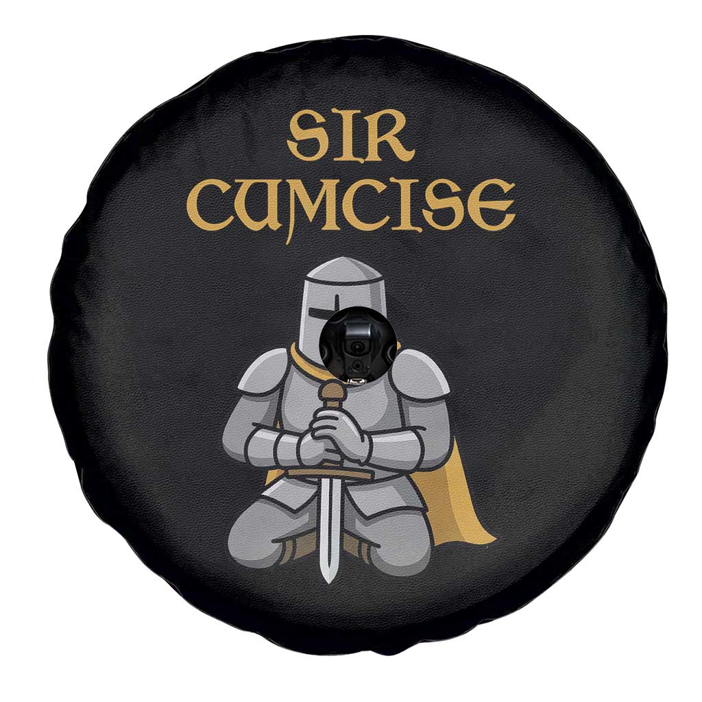Funny Sir Cumcise Kneeling Knight Graphic Spare Tire Cover Sarcastic Wordplay Medieval Dark Adult Humor